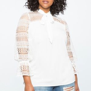 Lace sleeve bow blouse